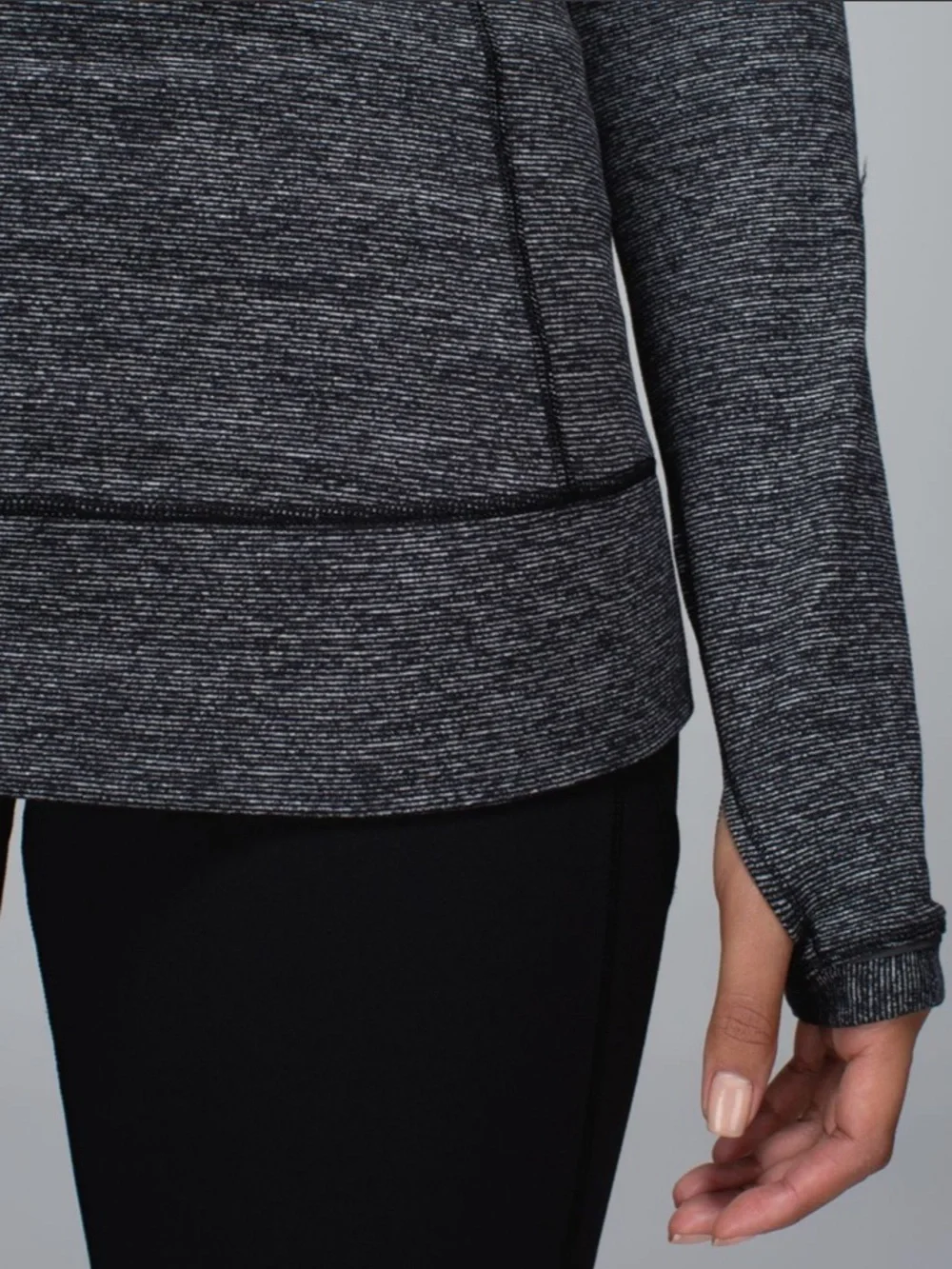 Lululemon Race Your Pace Long Sleeve Wee Stripe Black Heathered Black Size 2